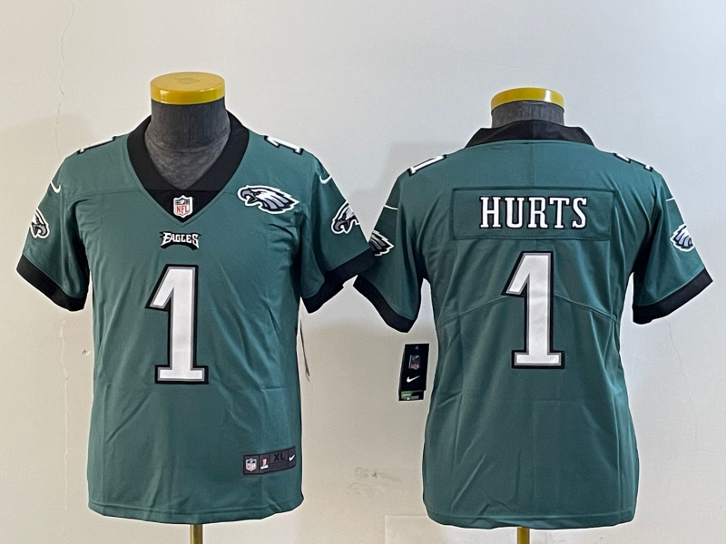 Youth 2025 Philadelphia Eagles 1 Hurts green Nike NFL jersey style 4